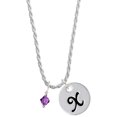 thumbnail image 1 of Delight Jewelry February - Purple Crystal Bicone Silvertone Script Initial Disc - X - Charm Necklace, 20"+3", 1 of 1