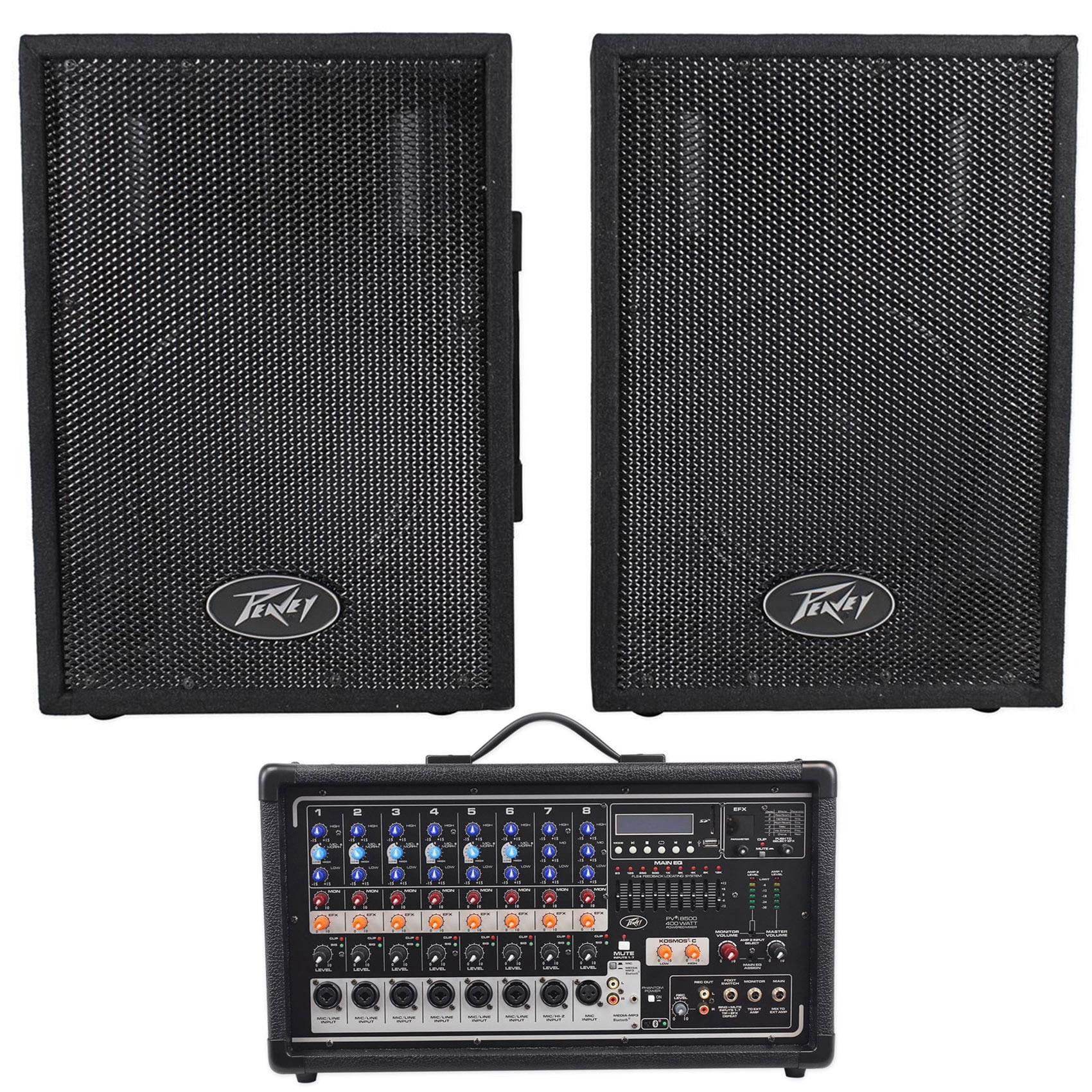 Peavey Pvi8500 400 Watt 8 ch.Powered Mixer w/ Bluetooth+2) Peavey PVi10