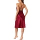 thumbnail image 3 of Noche de satén sin mangas para mujer Inspire Chic, sin espalda, con abertura, vestido midi de seda, color rojo, 3 of 6