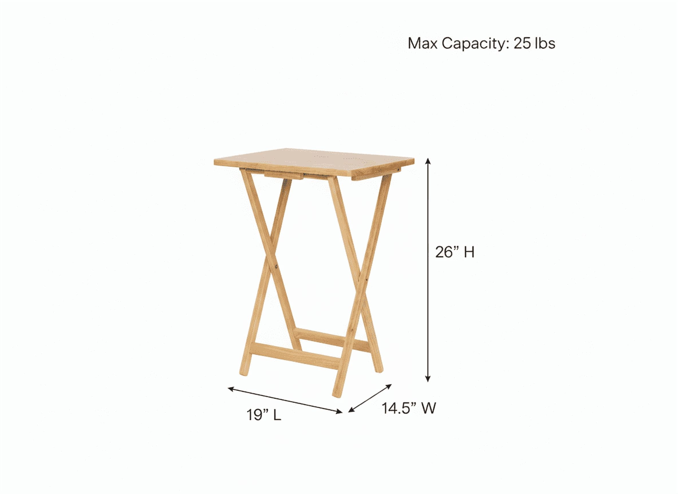 (2 pack) Mainstays TV Tray Table Set, 3-Piece with 2 Folding Rubberwood Trays and Storage Rack, Natural