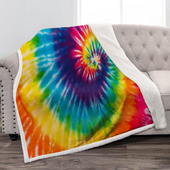 Tie Dye Blanket Gifts for Women - Unique Rainbow Presents for Girls Sister Christmas Birthdays Valentines Super Soft Plush Warm Kids Adults Sherpa Throw Decor Bedroom Living Room Couch 50"x60"