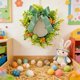 thumbnail image 1 of Uuiauoio Easter Wreath for Front Door Easter Eggs Sign Kitchen Cabinet wreaths Spring Flower Decorations with Ribbon Bow for Window Home Table Centerpiece Farmhouse Decor, 1 of 6