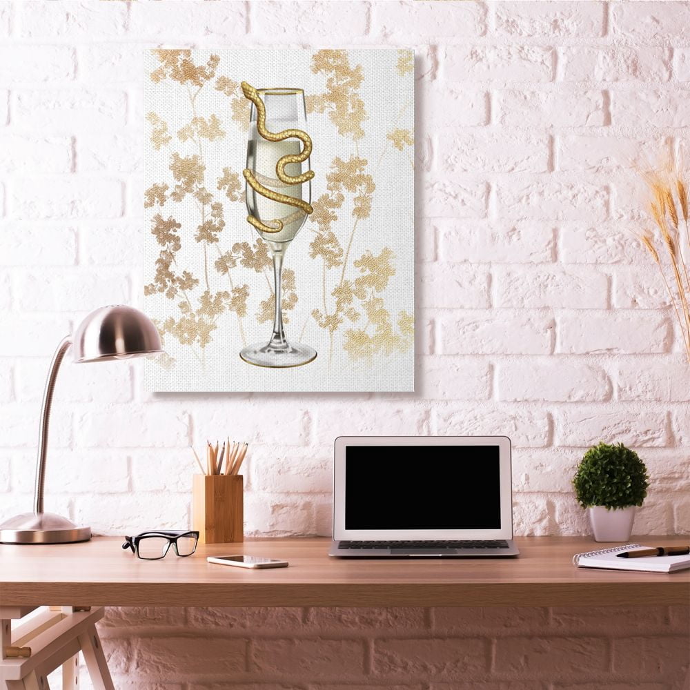 Gold Serpent Glass Glam Fashion Design Super Oversized Stretched Canvas Wall Art by Ziwei Li