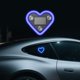 thumbnail image 2 of Luz Ambiental LED para Coche, Diseño de Corazón Solar, Neón para Ventana Triangular o Trasera, Luz Azul., 2 of 5