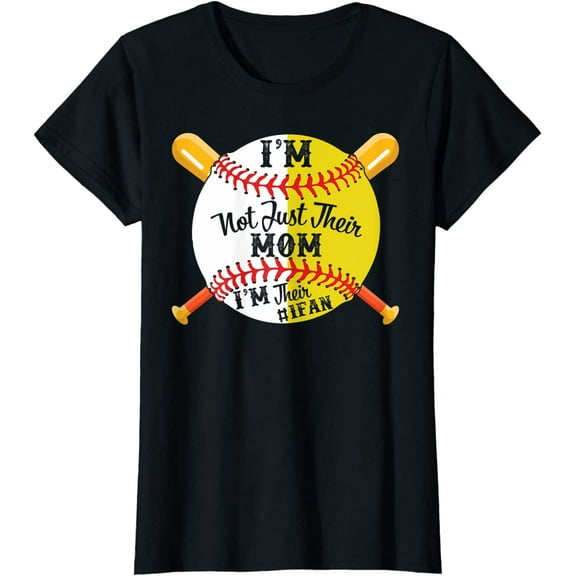 Womens I'm Their Number 1 Fan Softball Baseball Mom T-shirt