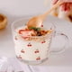 thumbnail image 2 of Taza de cristal bonita de cereza coreana, vajilla, postre, desayuno, taza de leche, taza de cristal para el hogar de estudiantes (cereza roja), 2 of 5