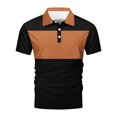 thumbnail image 4 of LNWUY Mens Lapel Button Golf Shirts Short Sleeve Color Block Shirt Basic Summer Cotton Soft Comfort Breathable Quick Dry Sport Tops Orange S, 4 of 4