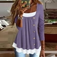 thumbnail image 2 of Womens Shirts Tshirts Long Sleeve Womens Workout Tops Fall Fashion Solid Color Button Loose Blouses Dressy Casual Purple XL, 2 of 4