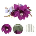 thumbnail image 3 of Unique Bargains 1 Pc Women's Lightweight Simulated Flowers Hair Clips Comb for Parties Purple Polyester Fabric Iron, 3 of 4