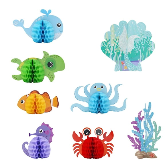 TAILTOSS 8Pcs Nautical Party Honeycomb Centerpieces Ocean Animal Table Centerpieces For Wedding Pool Party Decorations