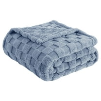 1*Mist Blue Plaid Taffeta Blanket Gold Fleece Blanket for Couch Cozy Blankets for Women Cute Small Blanket for Girls