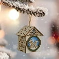 thumbnail image 5 of chaungfeng LED Mini Wooden House Ornament, Christmas Tree Hanging Decoration with Lights, for Holiday Display, Scene Arrangement, 2.8x2x3.15 Inches, 5 of 6
