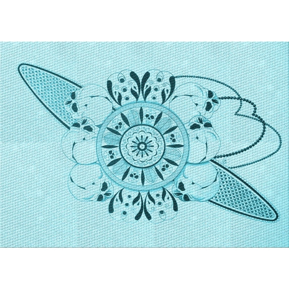 Ahgly Company Indoor Rectangle Patterned Electric Blue Area Rugs, 2' x 3'
