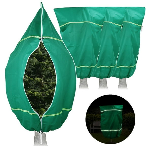 AYAMAYA 4 Pack Plant Covers Freeze Protection, 32"×47" Reusable Winter Frost Protection Bags for Outdoor Plants Trees Shrubs, Green