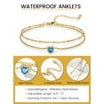 thumbnail image 6 of KeyStyle Heart Birthstone Anklets for Women Gold Plated Adjustable Anklets Bracelets for Summer Beach Pool Parties, Birthday Anniversary Valentine's Day Jewelry Gift, 6 of 11