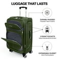 thumbnail image 3 of New York Xpress 3-Piece Softside Luggage Set Lightweight Spinner Expandable Suitcases, 20"/24"/28", Green/Grey, WD8815, 3 of 11