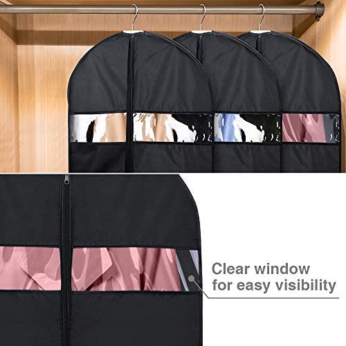 L-Pack Breathable Garment Bag for Suit and Dress 60in Black Garment Cover for Travel and Storage