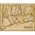 thumbnail image 2 of Vintage Maps 32x26 Gold Ornate Wood Framed with Double Matting Museum Art Print Titled - Connecticut 1817, 2 of 4