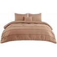 thumbnail image 7 of King Comforter Set - 4 Pieces Pinch Pleat Bed Set, Taupe Boho Bedding for All Season, 1 Soft Comforter, 2 Pillowcases, 1 Decorative Pillow, 7 of 7