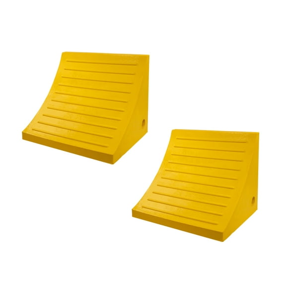2 Pack 15"x10-1/2"x12" Polyurethane Wheel Chock W/ Mounting Holes for RVs, Semi Trucks & Trailers - 60 Ton Load Capacity - 40-3/16" Tire Compatibility - Orange