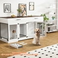 thumbnail image 3 of Rophefx 72" Dog Crate Furniture for 2 Dogs,Large Kennel with 2 Drawers and 4 Bowls,Wooden Heavy Duty Indoor Dog House,White, 3 of 10