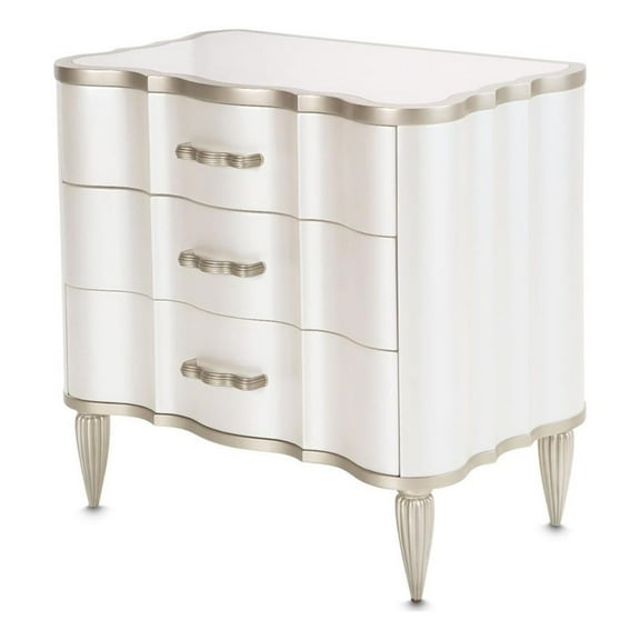 Michael Amini London Place 3-Drawer Nightstand - Creamy Pearl