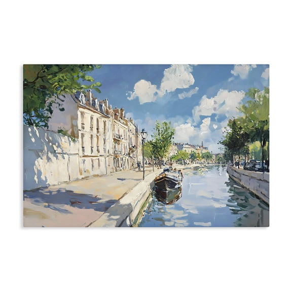 Stupell Industries Boat in Canal Summer Reflection Canvas Wall Art, design by Creative Studio