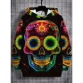 thumbnail image 4 of Sudadera con capucha para hombre, estampado 3D, estampado de calaveras vibrantes, sudadera con cordón, ropa deportiva de manga larga, jersey de calle, ropa para hombre, 4 of 5