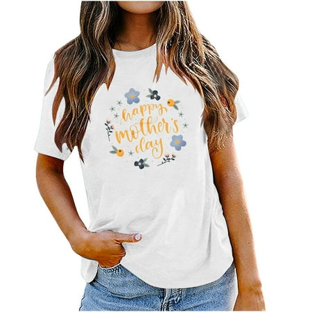 

Womens Tops Corset Tops for Women Women s Trendy Round Neck Short Sleeve Easter Mother s Day Print Tops White Long Sleeve Shirts for Women Savings Clearance Deals Valentine Shirts White L