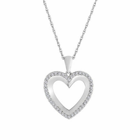 1/2 Carat T.W. Diamond Sterling Silver Fashion Heart Pendant, 18