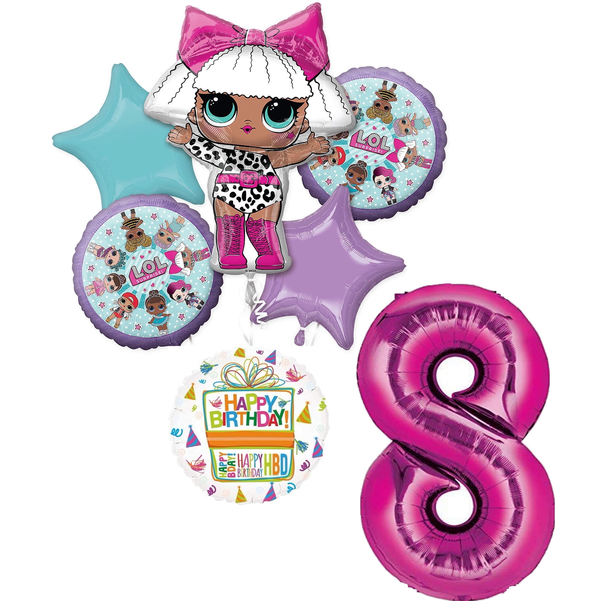 L.O.L Surprise Party Supplies 8th Birthday Balloon Bouquet Decorations