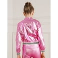 thumbnail image 4 of YONGHS Kids Girls Metallic Flight Jacket Long Sleeve Zippered Coat Outerwear Pink 12, 4 of 7
