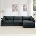 thumbnail image 3 of Newest L-Shaped 3 Seater Sectional Sofa Couch,3-seat Sofa,1 Movable Ottoman, t, Comfortable, Wide,Deep Seat, Chenille Gary, 3 of 20