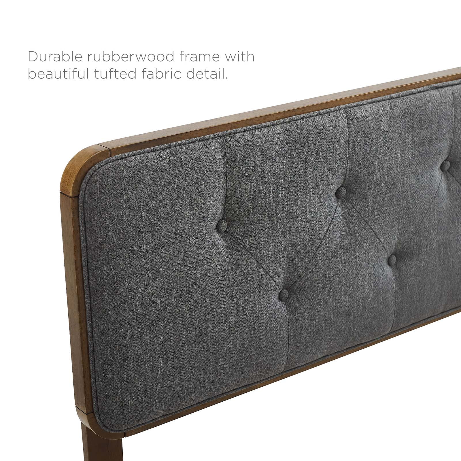 Tufted Headboard, Full Size, Wood, Fabric, Brown Walnut Grey Gray, Modern Contemporary Urban Design, Bedroom Master Guest Suite