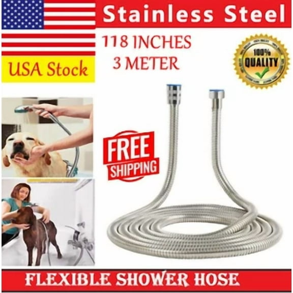ZYLER- 3M 10Ft Shower Head Hose Long Stainless Steel Bathroom Flexible Tube Replacement