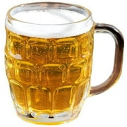 Dimple Style Stein Clear Glass Cold Drink Mug With Large Handle - 16 oz