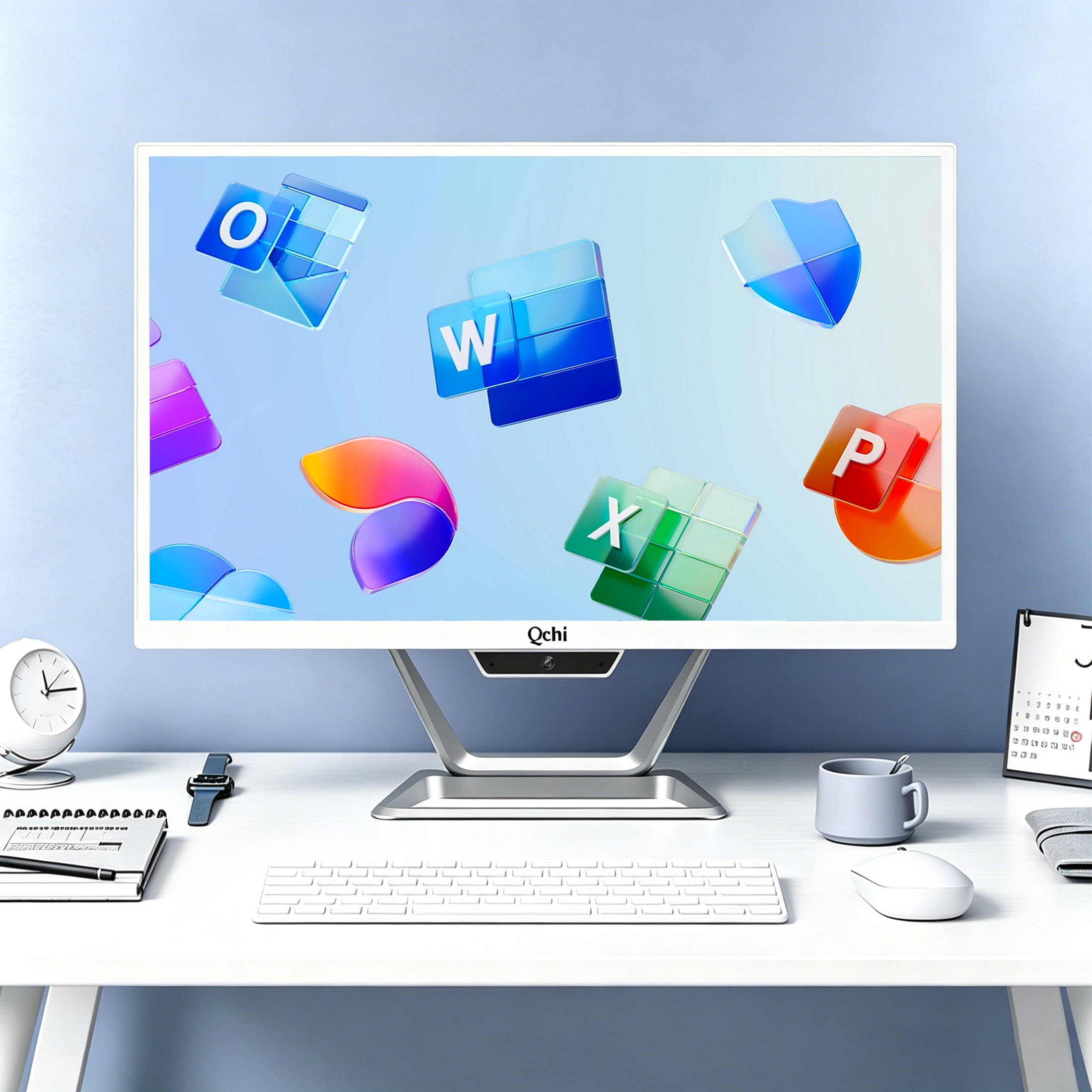 Qehi 22Inch All-in-One Desktop Computer | Core I5 Up to 3.5G | 16G RAM | 256G SSD | Wi-Fi6 Gaming All in One Business PC White 22" FHD Business AIO Home Office Includes Keyboard & Mouse
