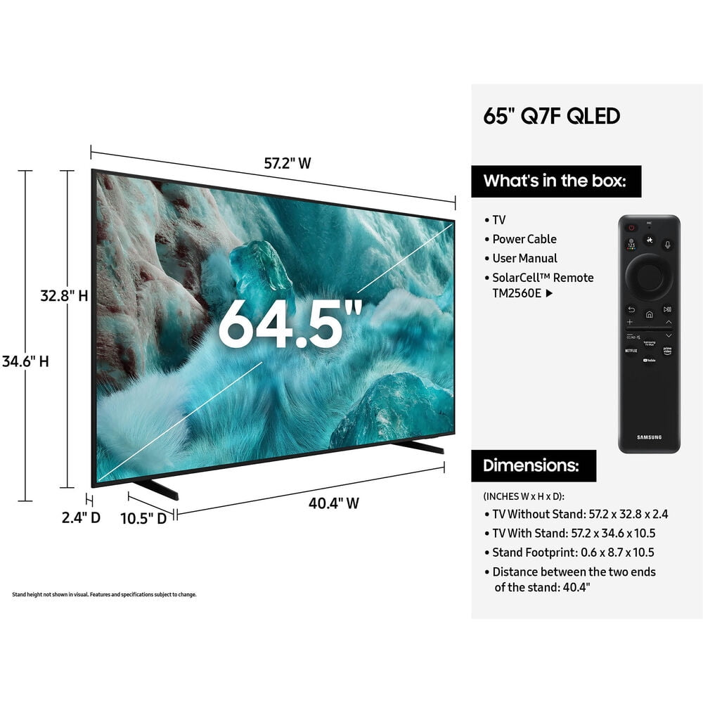 Restored Samsung - 65” Class Q7F Series QLED 4K UHD SamsungVision AI Smart Tizen TV QN65Q7FAAFXZA