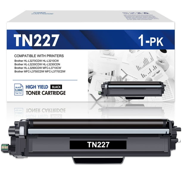 TN227 TN 227 / TN227BK 1 Black Toner Cartridge Replacement for Brother