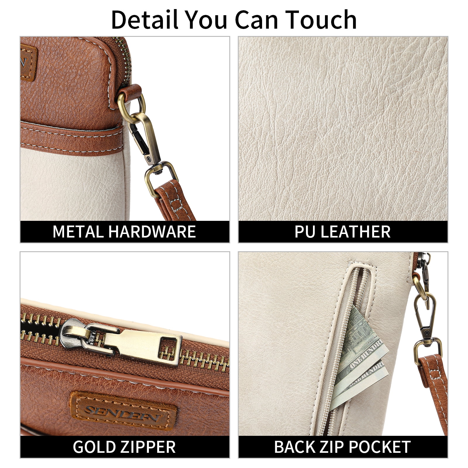 SENDEFN Vegan Leather Small Crossbody Bags for Women Designer Cell Phone Bag Purses Adjustable Strap