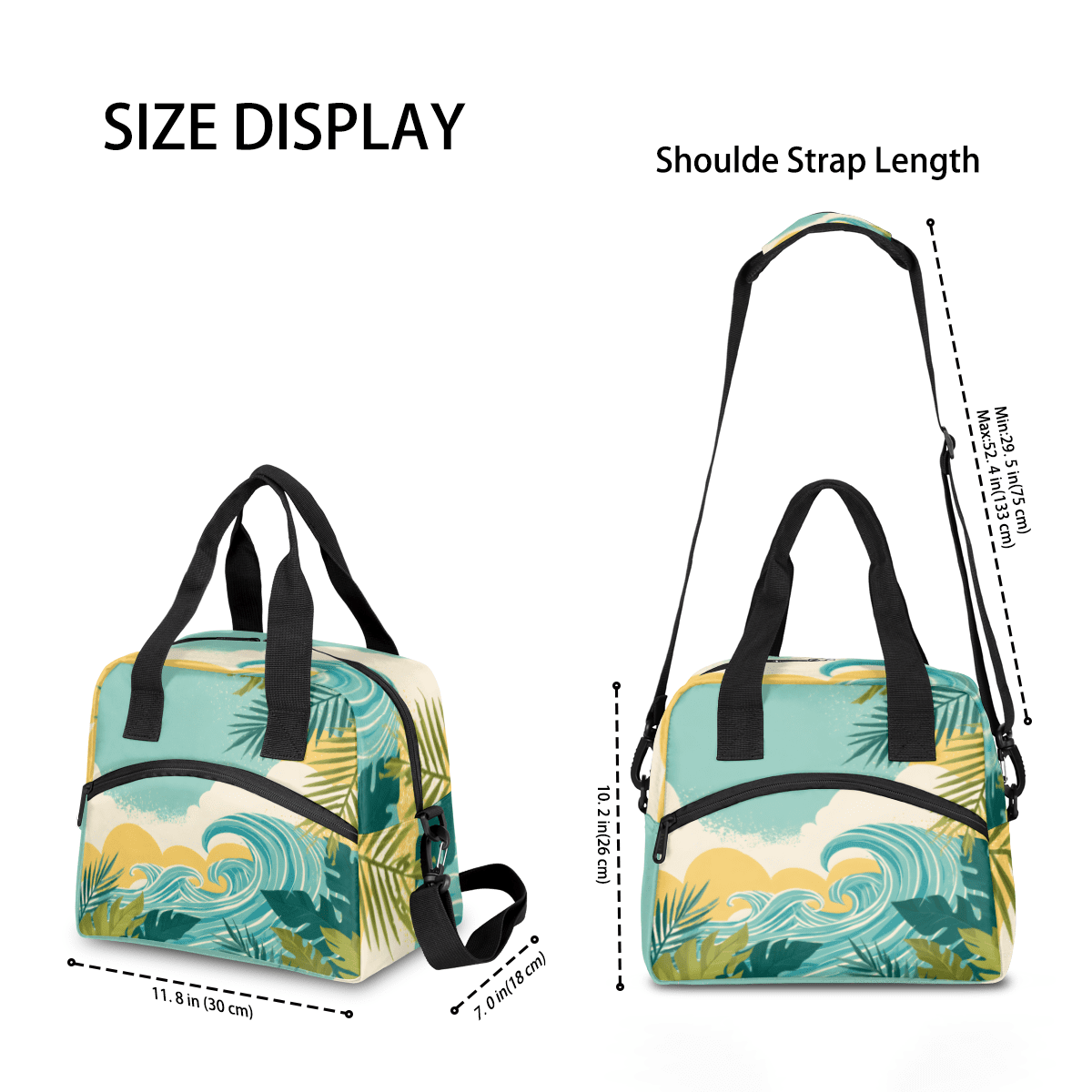 Herdesigns Coastal Insulated Lunch Bag for Women Men Adults Large Reusable Lunch Box Hawaii Seaside Leakproof Cooler Tote Bags with Adjustable Shoulder Strap