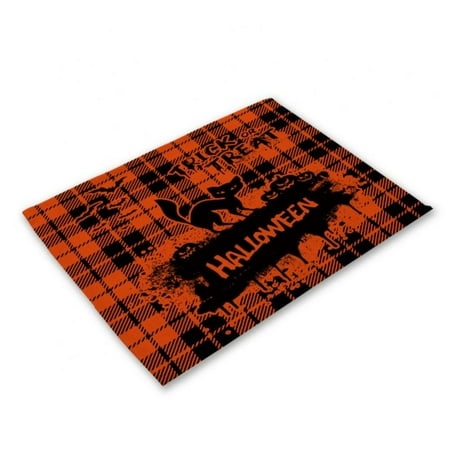 

Halloween Placemats Burlap Insulated Table Mat Witch Bat Placemats Non-Slip Table Mat Halloween Table Decoration