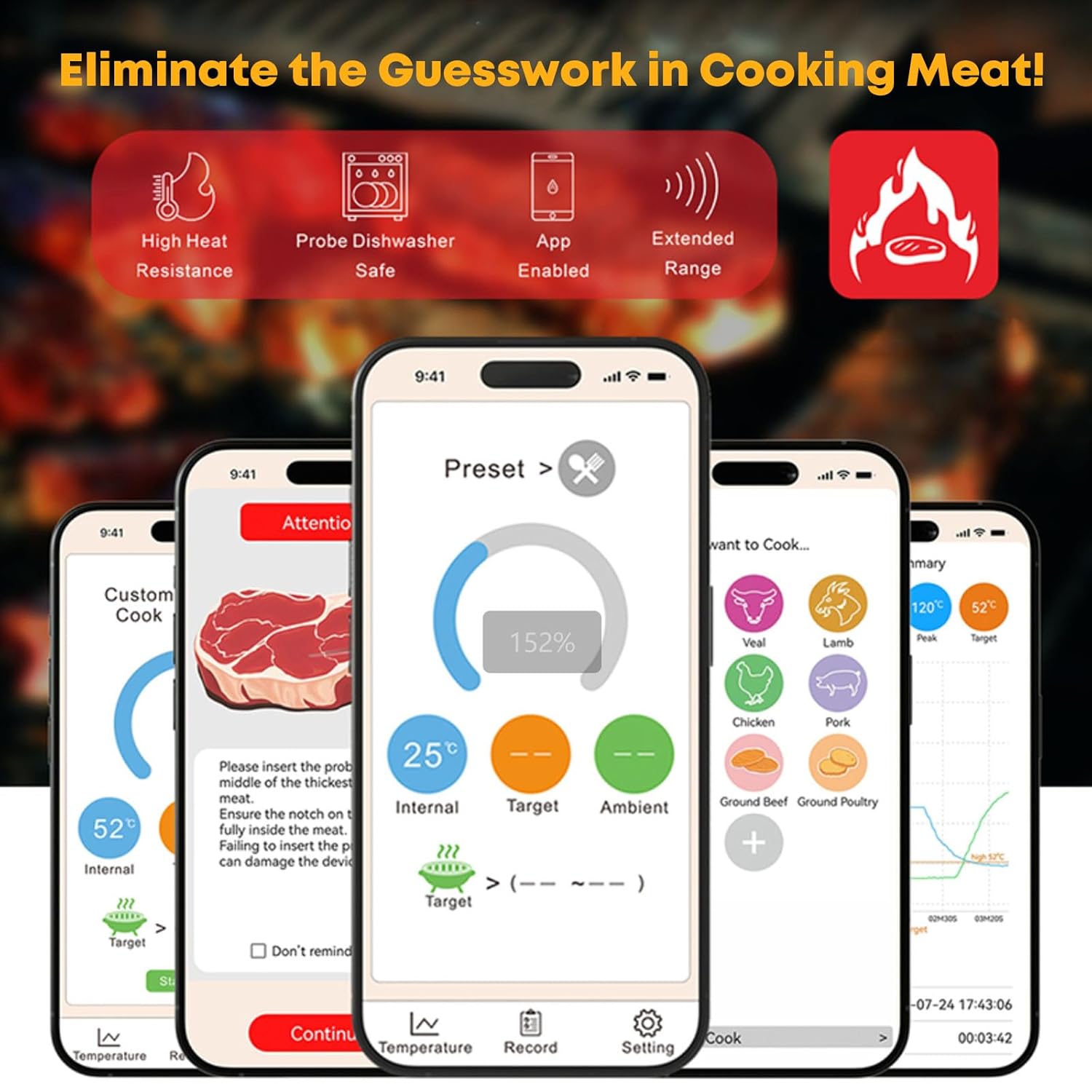 AMBLER Smart Wireless Meat Thermometer with Dual Probes photo 2