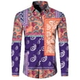 thumbnail image 1 of Camisa de manga larga con botones para hombre, cómoda camisa de solapa de otoño, estilo étnico retro, ropa de calle de tendencia de manga larga para hombre, 1 of 6