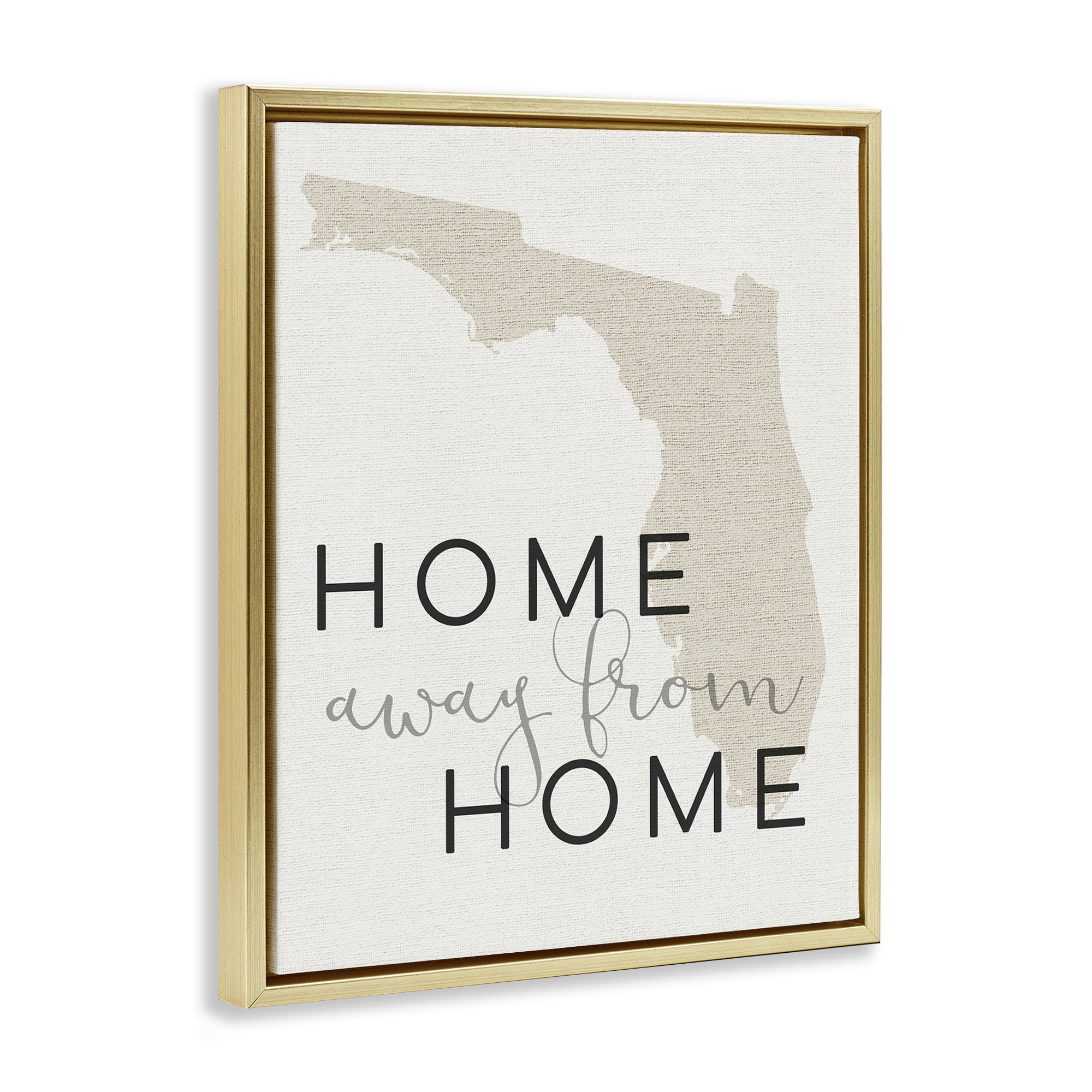 Stupell Industries Home Sweet Florida Typography Town & City Painting Gold Floater Framed Canvas Art Print Wall Art, 17 x 21