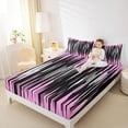 thumbnail image 4 of Homewish Minimalsit Striped Full Size Sheets,Modern Geometric Artwork Bed Sheets,Pink White Black Sheet Sets For Men Women,Microfiber Bedroom Decor,4-Piece, 4 of 7