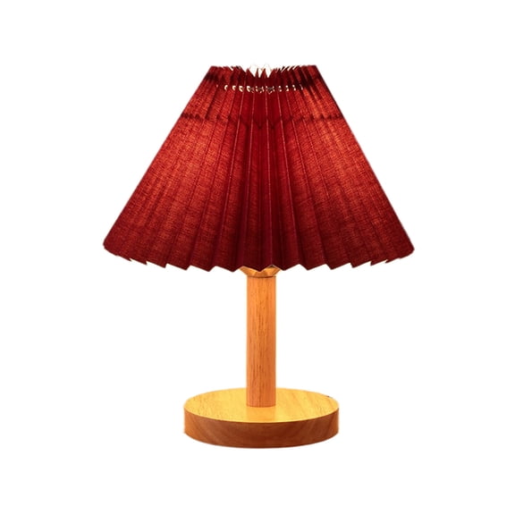 Leodye 1PCS Table Lamp for Bedroom Infinitely Dimmable Nightstand Lamp with Umbellate Flaxen Fabric Shade for Living Room office Dorm Solid Wood LED Bulb Included-9.84x9.06x3.94in