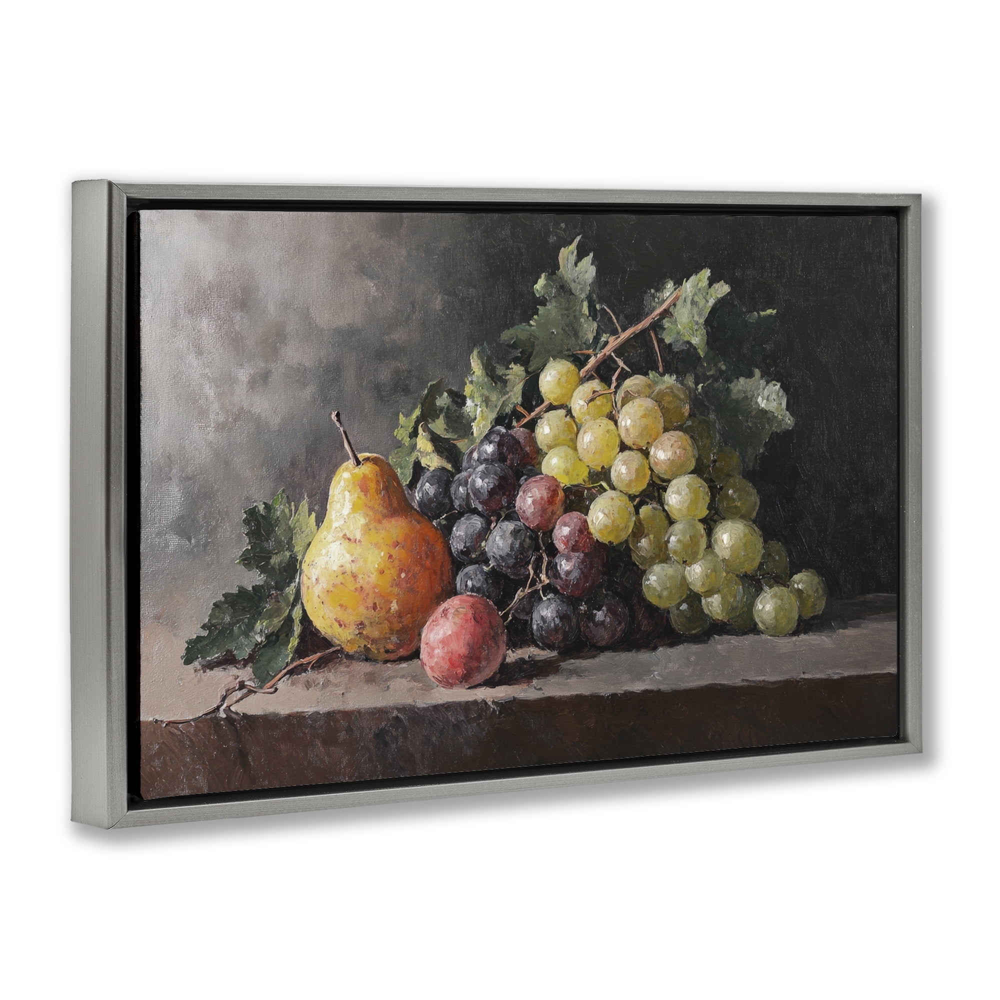 Stupell Industries Bountiful Fruit Classic Still Life Gray Framed Floater Canvas Wall Art, design by Petal Prints Design
