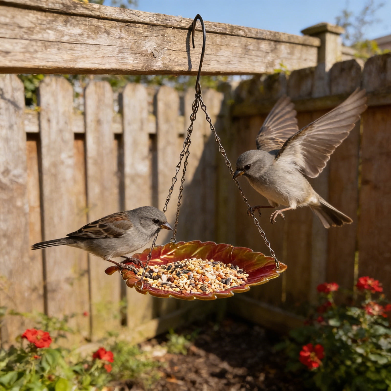 Bird Feeder Outdoor,Outdoor Metal Birds Feeder Wrought Iron Feeding Station Leaf-shaped Garden Patio Small Birds Feeder Decoration