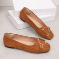 thumbnail image 5 of Miluxas Womens Square Toe Flats, Decorative Buckle Ballet Shoes, Soft Slip On Casual Flats, Low Heel Work Shoes for Women Brown 8.5(41), 5 of 9